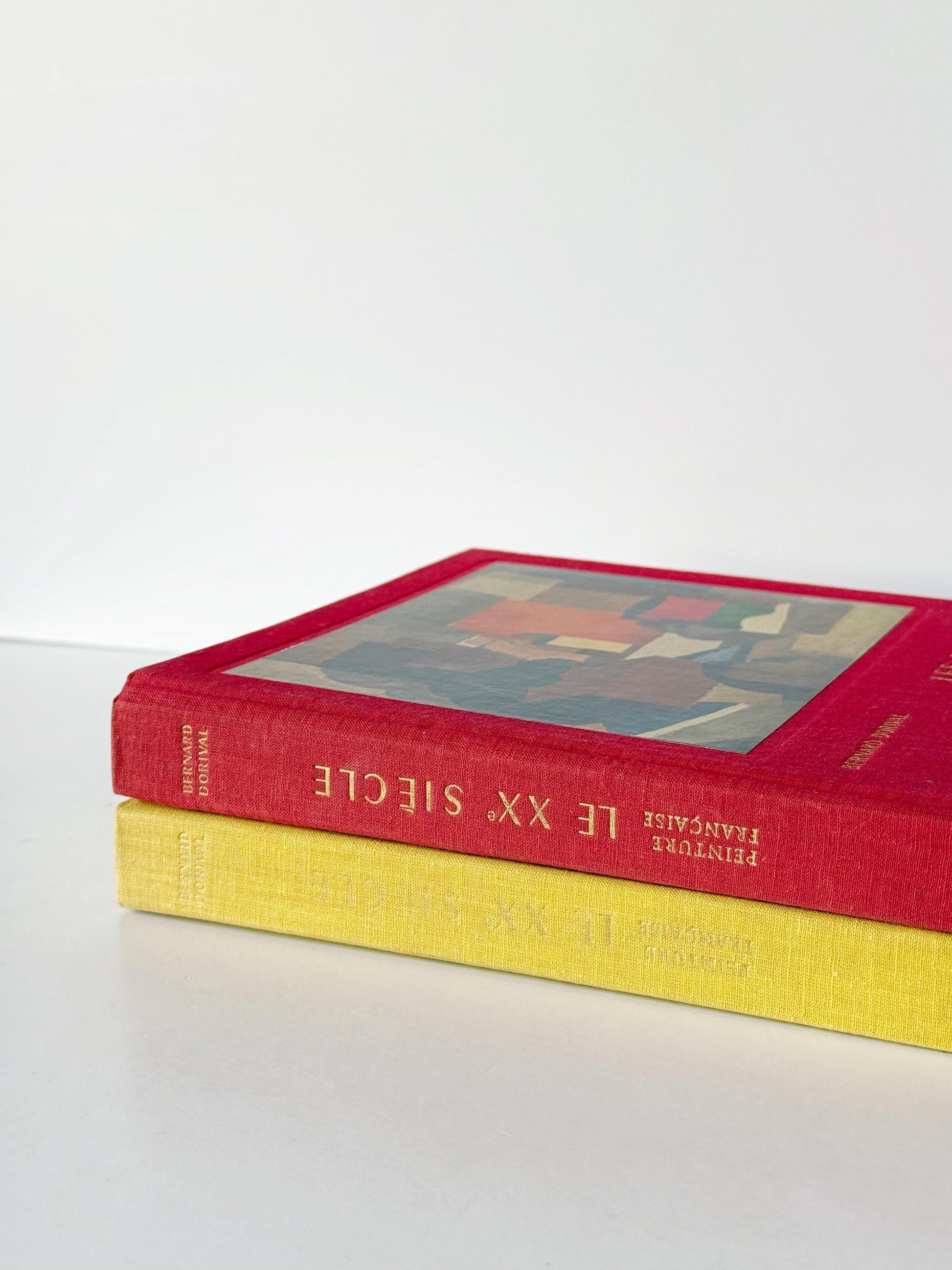 Vintage French Art Book Set – Painters of the 20th Century (1957) – Mid Century Modern Art Books – Cubism Fauvism Abstraction – Red & Yellow