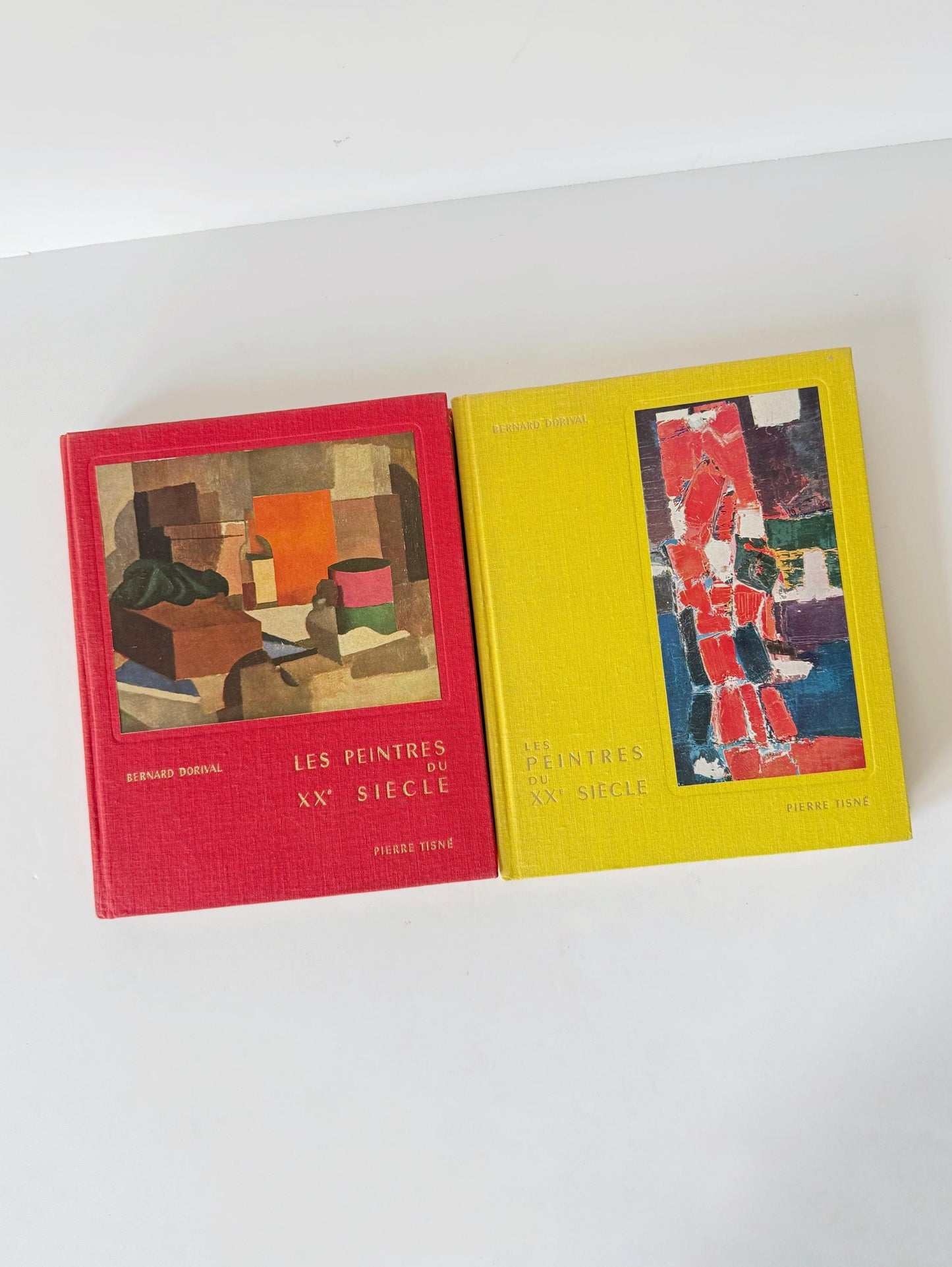 Vintage French Art Book Set – Painters of the 20th Century (1957) – Mid Century Modern Art Books – Cubism Fauvism Abstraction – Red & Yellow