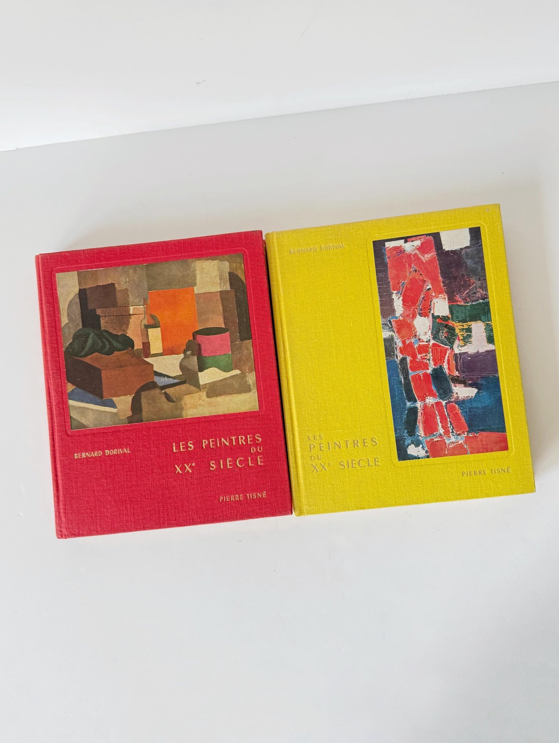 Vintage French Art Book Set – Painters of the 20th Century (1957) – Mid Century Modern Art Books – Cubism Fauvism Abstraction – Red & Yellow