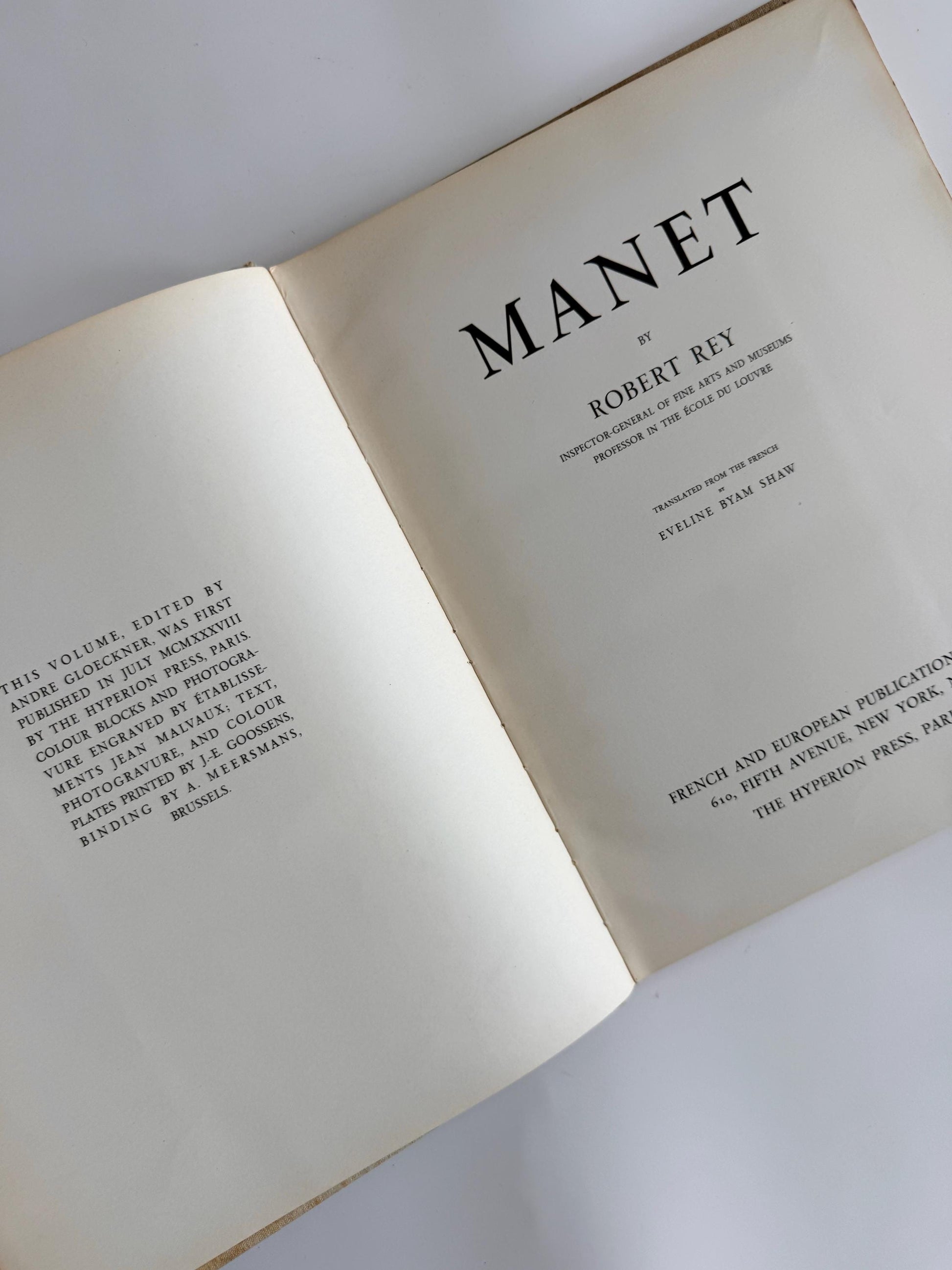 1938 MANET by Robert Rey | First English Edition | Vintage Hyperion Press Art Book | Édouard Manet Monograph | Large Format Illustrated Art